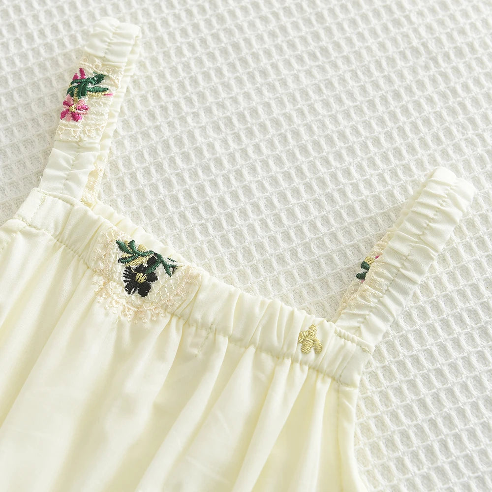 Summer Girls Outfit 2-6Y Kids Embroidered Camisole + Short Skirt 2 Pieces Sets Adorable Good Vibrations