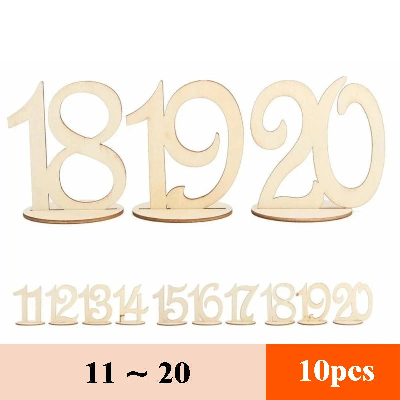Wooden Table Number 1-20 Creative Digital Three-dimensional Card Wedding Party Decorative Small Ornament Seat Number Table Card Good Vibrations