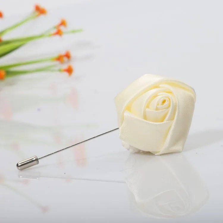 Men Boutonnieres for Wedding Groom Corsage Lapel Pins Ribbon Roses Flower Mensuit Buttonhole Brooch Marriage Accessories Good Vibrations
