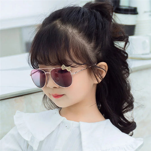 Kids Cute Sunglasses Metal Frame Children Sun Glasses Fashion Girls Outdoor Cycling Goggles Party Eyewear Photography Supplies Good Vibrations