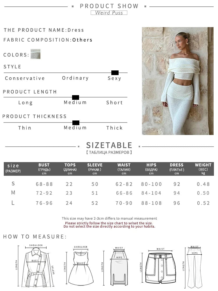 Weird Puss Elegant 2 Piece Set Women Chic Hairball Lapel Slash Neck Crop Top+Maxi Skirts Matching Autumn Trend Streetwear Suits Good Vibrations Adult Super Store