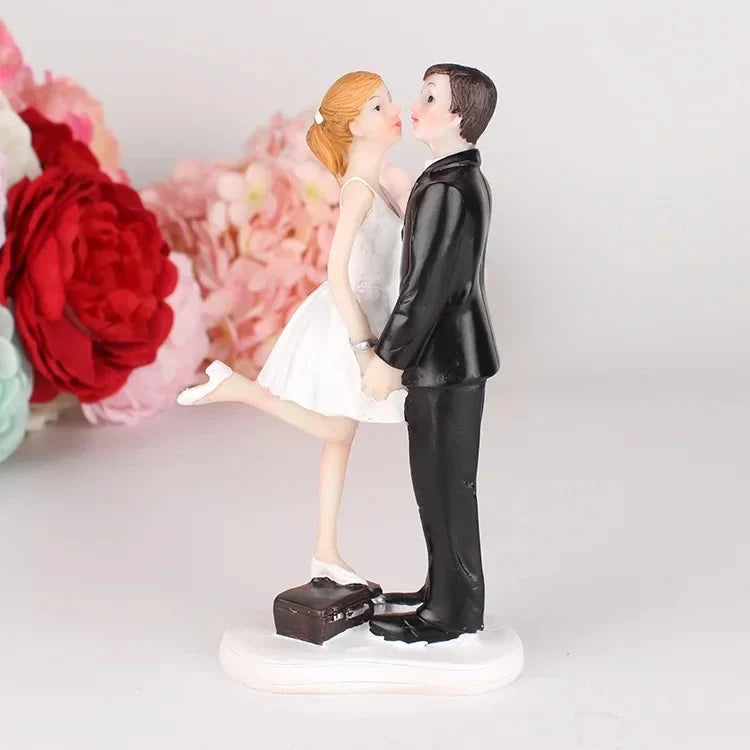 Funny Wedding Cake Toppers Dolls Romantic Bride And Groom Figurines Stand Topper Decoration Supplies Marry Resin Figurine Good Vibrations