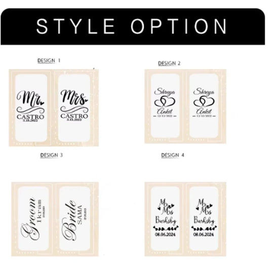 Set of 2 Personalized Mr and Mrs Wedding Flutes Champagne Toasting Glasses Couple Gift Groom Bride Toasting Glasses Good Vibrations