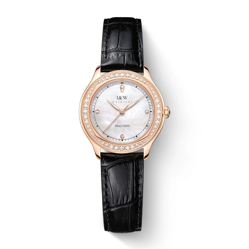 Relogio Feminino IW Fashion Diamonds Watches for Woman Sapphire Leather Luminous Waterproof Switzerland Made Quartz Watches 2025 Good Vibrations