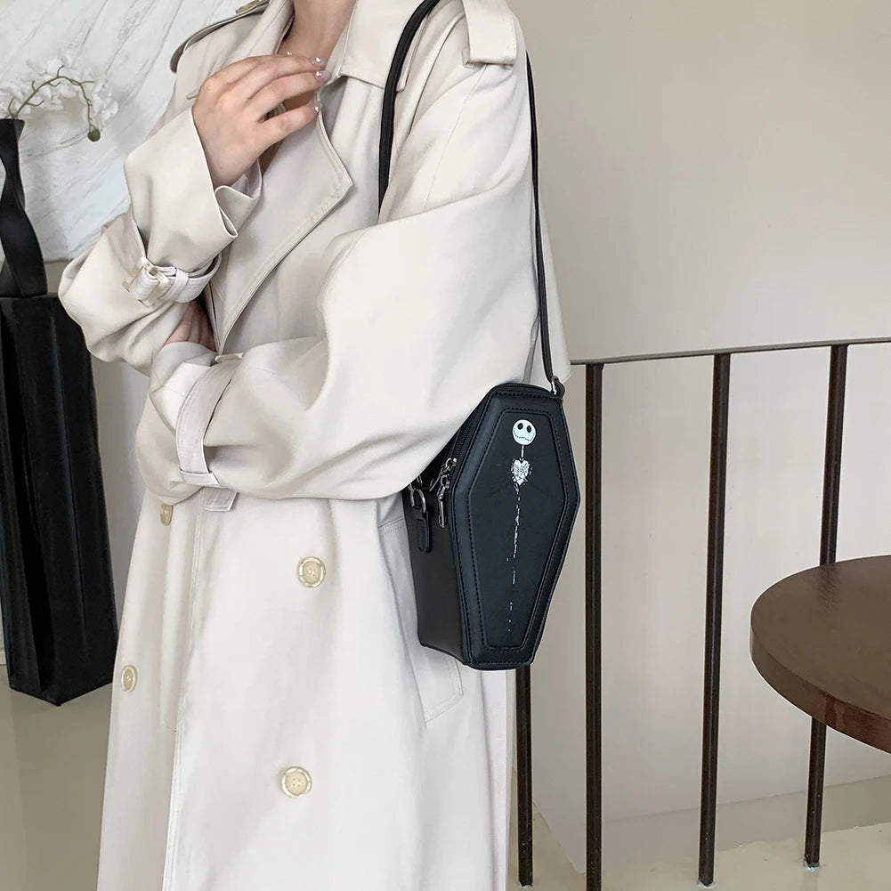 New Coffin Shape Purses Shoulder Bag 2023 Halloween Handbag Crossbody Bag Coffin Purses Women Gothic Women Bag Good Vibrations