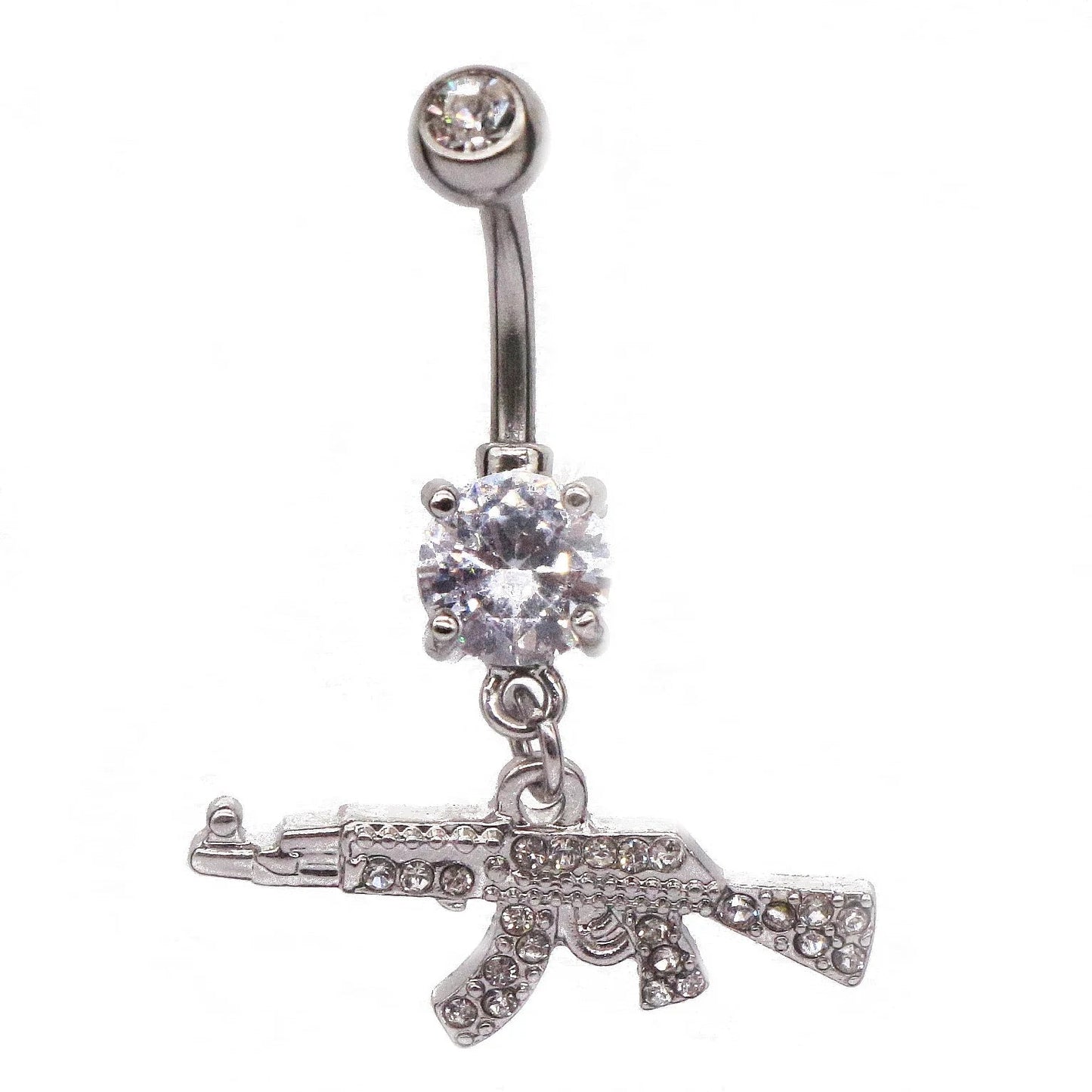 Belly Button rings Gun Dangle navel Ring clear Gem belly button Ring Body piercing Jewelry belly piercing for women Good Vibrations Adult Super Store
