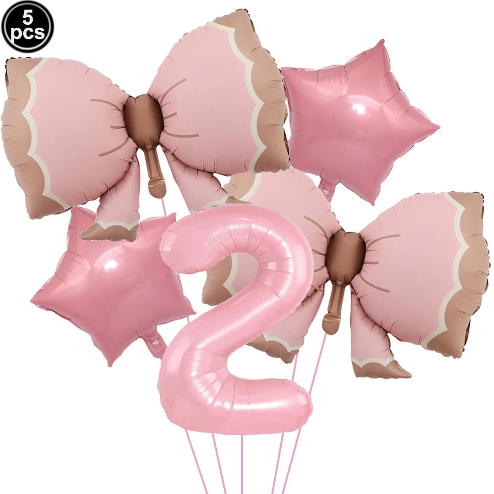 Pink Bow Birthday Party Supplies Disposable Bow Themed Tableware Set Engagement Wedding Girls Birthday Bachelorette Party Decor