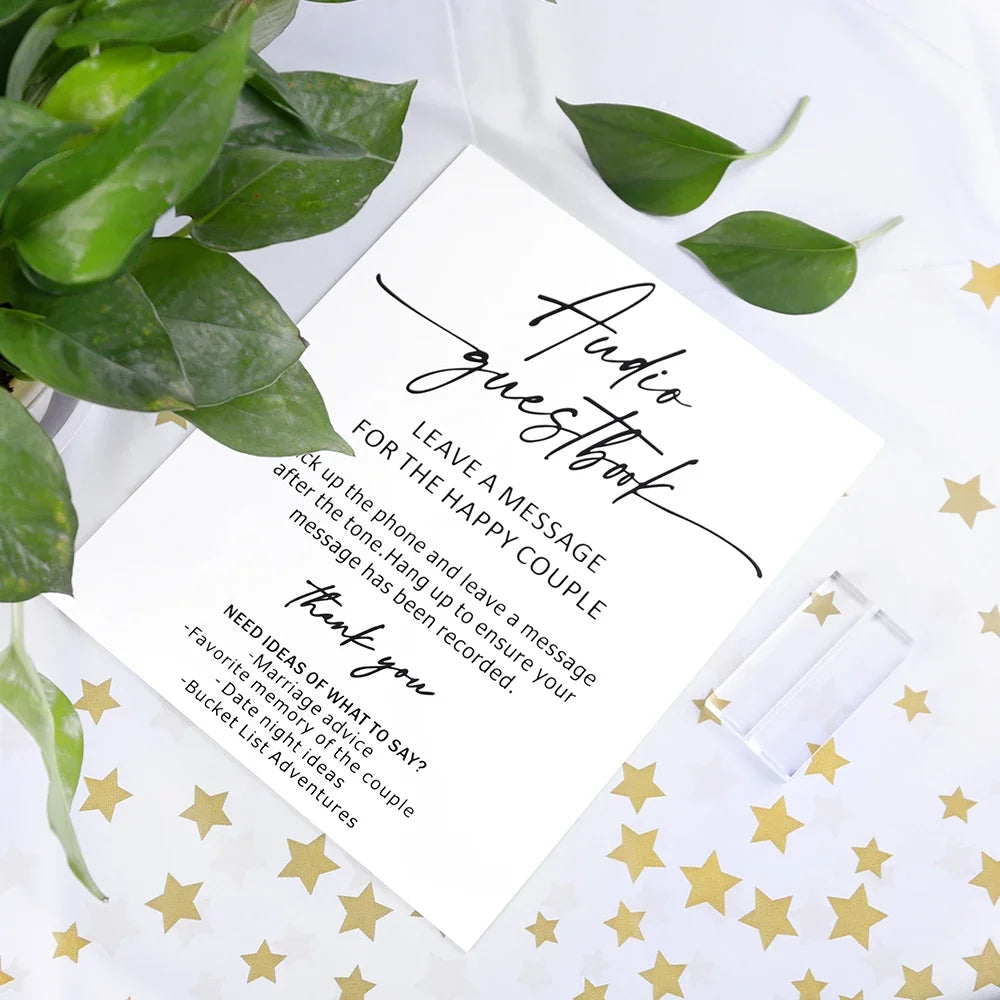 Audio Guestbook Pick Up The Phone Leave A Message For The Newlyweds Clear Glass Look Acrylic Wedding Sign, Guest Book Lucite Good Vibrations