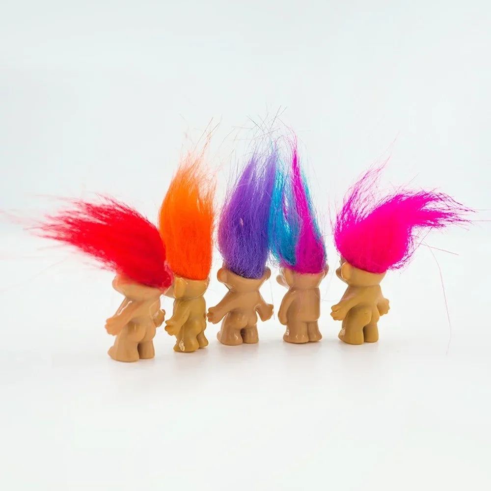 10Pcs/Bag Mini Trolls Dolls Anime Action Figure Colorful Hair Family Members Model Collection Kids Toys for Children's Gift 2025 Good Vibrations