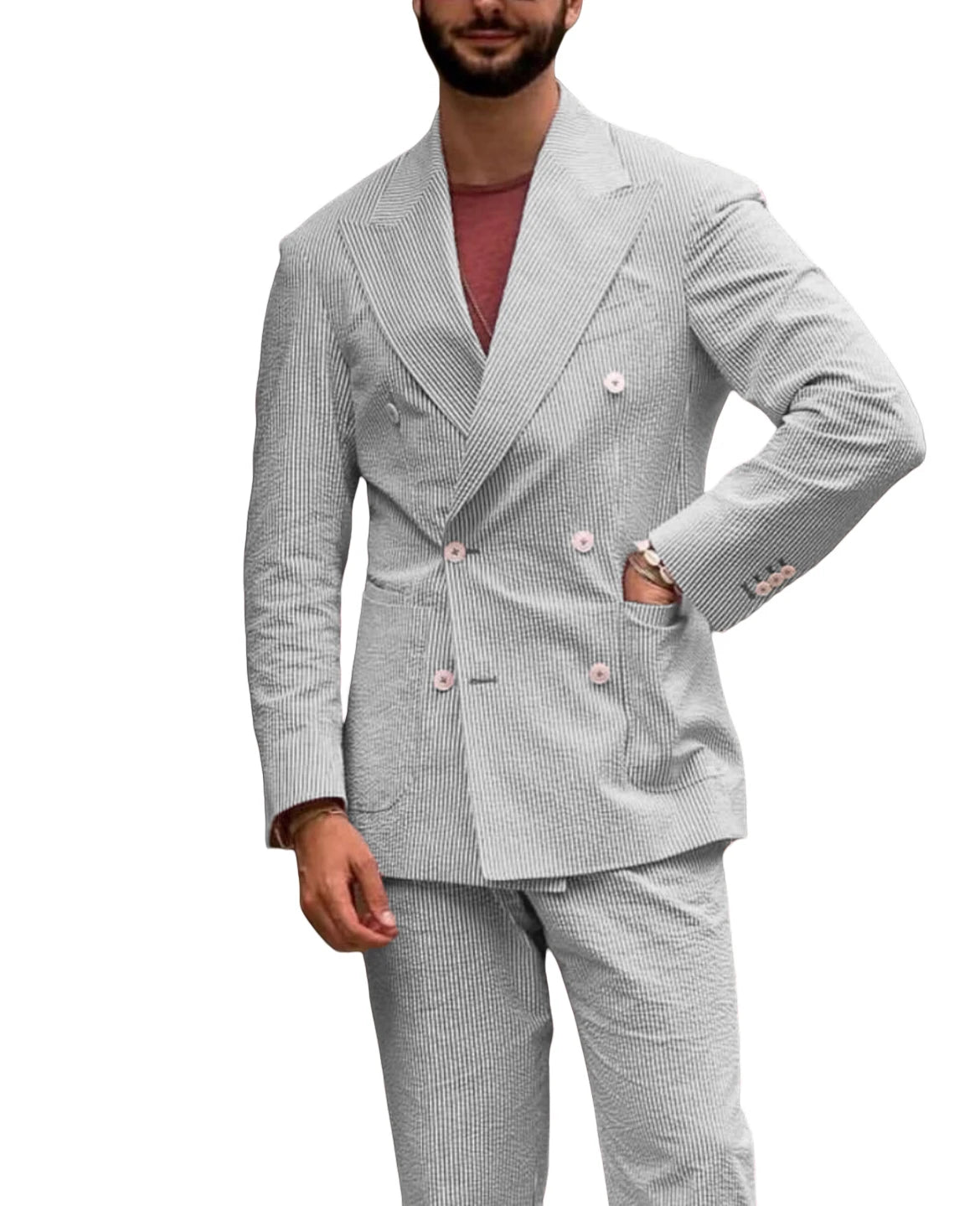 Men's Striped Suit Two Piece Suit Elegant Fashion Suit Business Casual Work Wear Party Dress Men's Commuter Wear Men's Clothing Good Vibrations