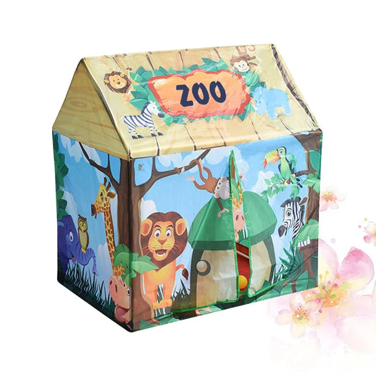 Portable Foldable Children Tent Toy Indoor Playhouse With Windows Roll Up Door Kids House Safe Cotton Canvas Good Vibrations