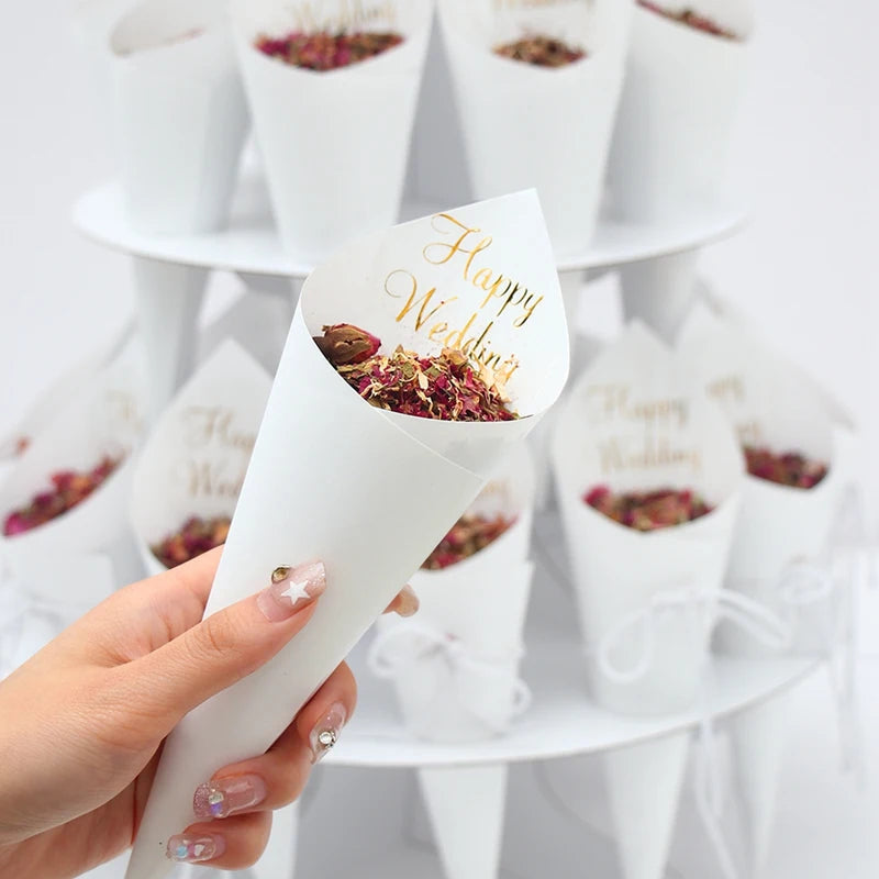 Kraft Paper Wedding Tray Confetti Cone Stand Box Tray Rustic Wedding Decoration Wedding Confetti Cones Wedding Cones  Set supply Good Vibrations