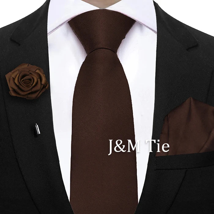 Mens Ties Set Sage Green Pink Grey Brown NeckTie Pocket Square Brooch Wedding Tie Suit Accessories Fit Group Holiday Party