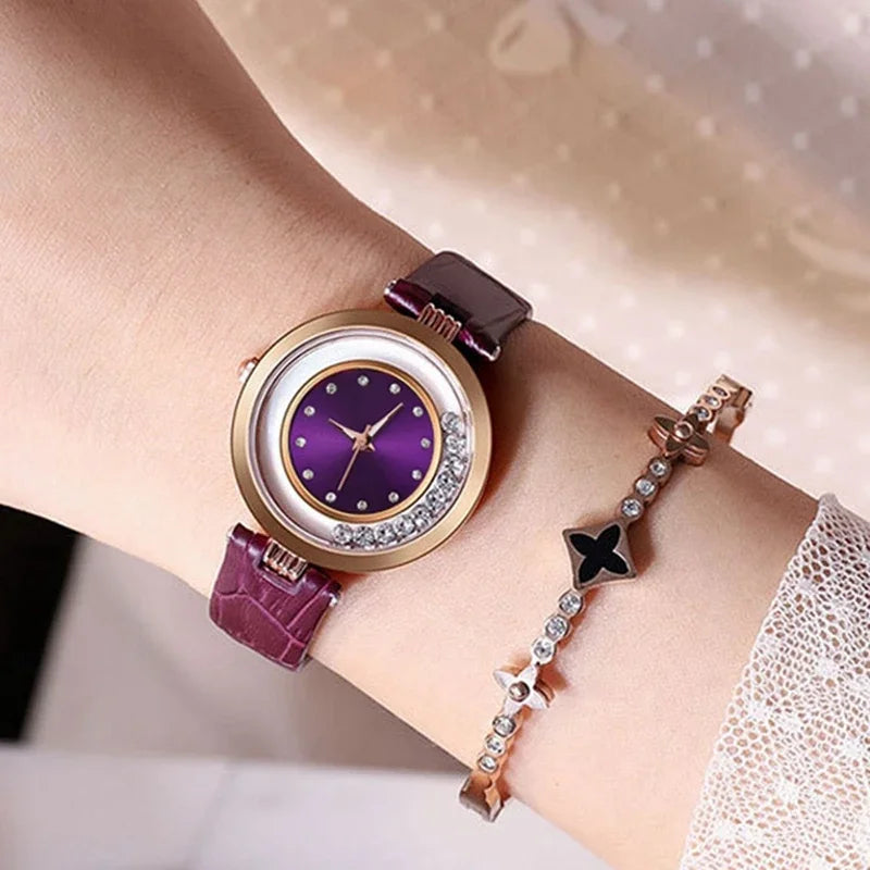 Watches For Women Female Luxury Temperament Ladies Watch Leather Belt Diamond Watch Analog Quartz Watch Reloj Mujer Montre Femme Good Vibrations