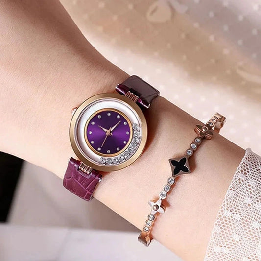 Watches For Women Female Luxury Temperament Ladies Watch Leather Belt Diamond Watch Analog Quartz Watch Reloj Mujer Montre Femme Good Vibrations