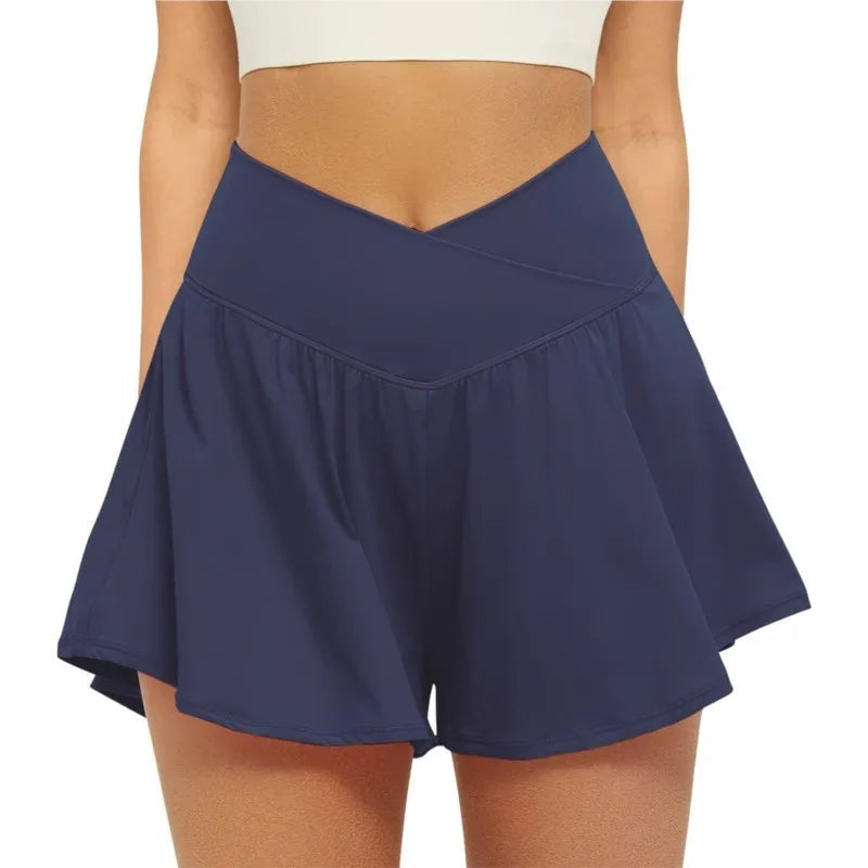 2025 Golf Skirt Women High Waist V Summer Running Outdoors Tennis Sport pants Pockets Fitness Casual short academia feminina Good Vibrations