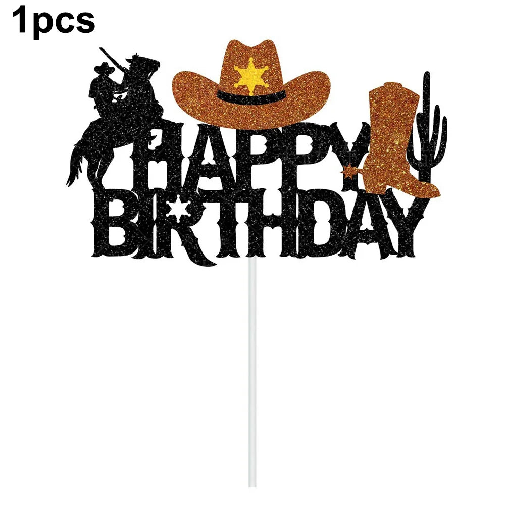 Cowboy Cake Topper Party Decorations Western Theme Birthday Party Cake Decorations Supplies Cowboy Cupcake Toppers Good Vibrations