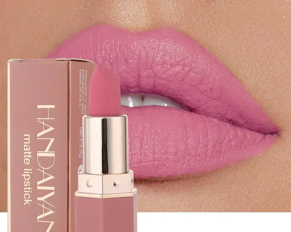 Long Lasting Velvet Matte Lipstick Waterproof Non-stick Cup Lip Sticks Sexy Nude Brown Red Pink Lipsticks Women Makeup Cosmetics Good Vibrations