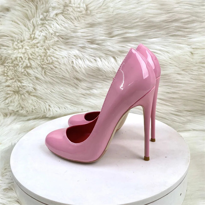 10CM 12CM Woman Stiletto Heels Fashion Round Toe Leather Women Shoes Spring Autumn Black Super High Heel Work Shoes Female Pumps Good Vibrations