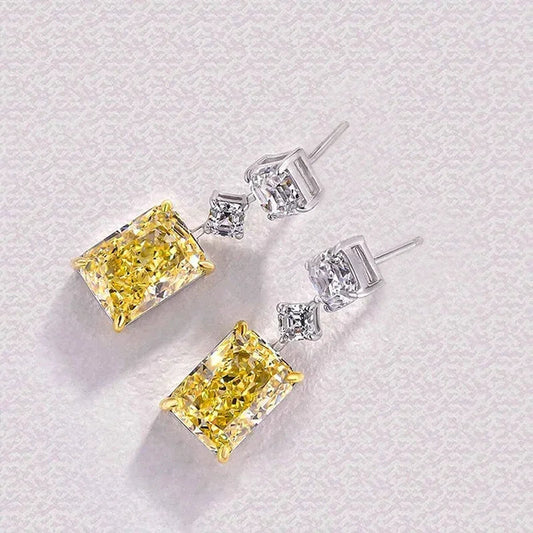 2026 Fashion Bright Yellow Crystal Earrings Female Engagement Party Jewelry Temperament Women Wedding Ceremony Accessories Good Vibrations