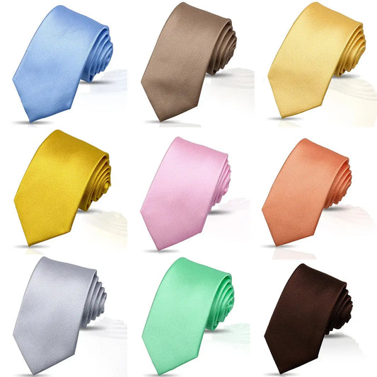 Ties For Men Solid Necktie Wedding Business Ties 7.5cm Slim Coffee Wine Classic Neckties Mens Business Gift Fashion Gravats Good Vibrations