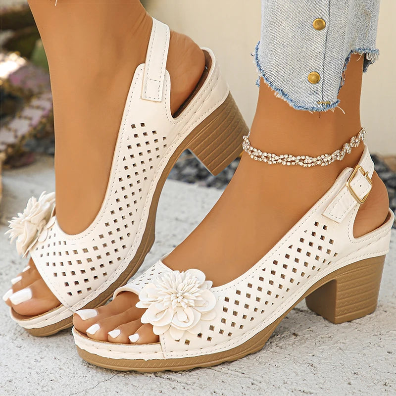 Women's Sandals Sweet Heels Sandals Summer Woman Shoes Fashion Heeled Sandalias Mujer Elegant Shoes Summer Footwear Women 2025 Good Vibrations