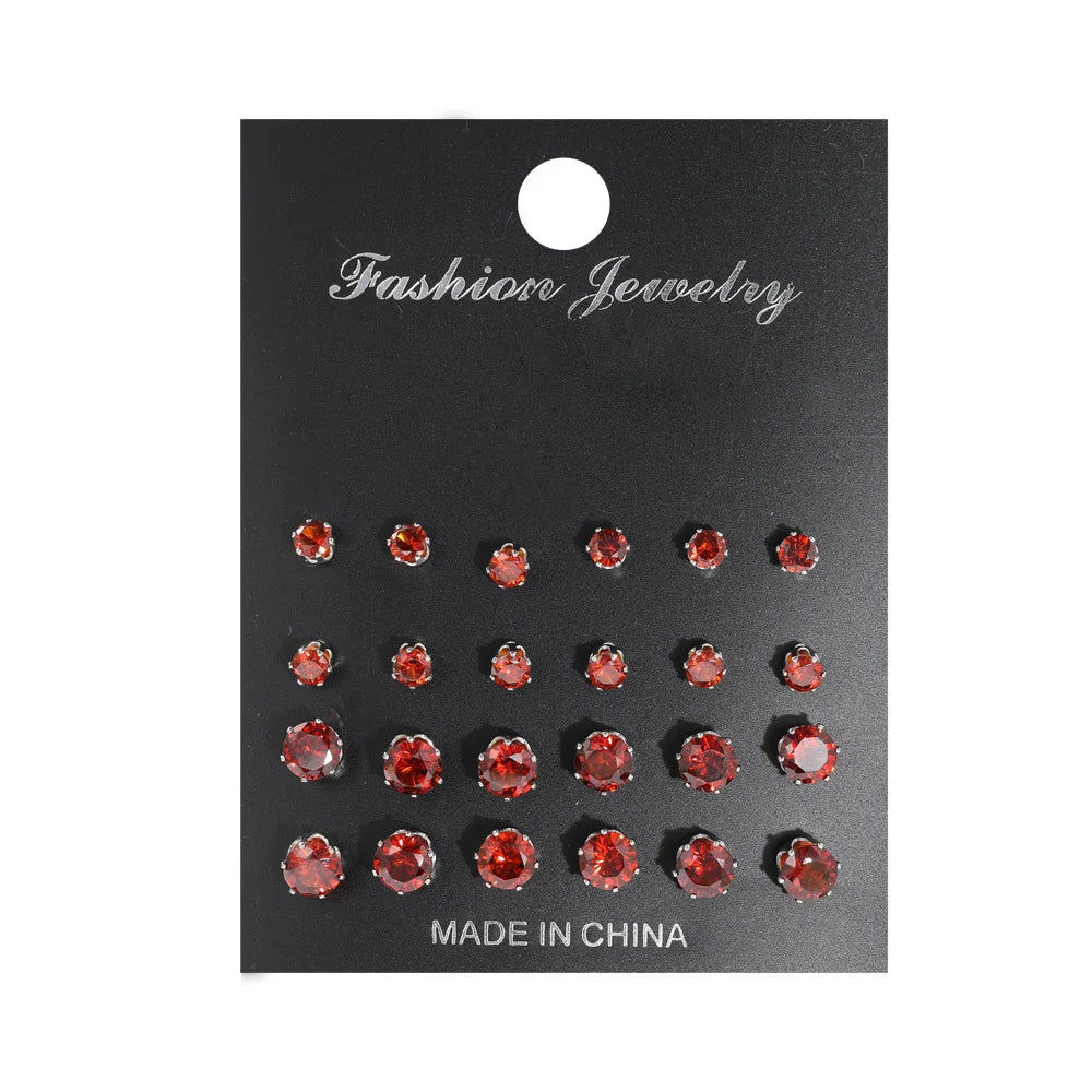 12 Pcs Zircon Earrings Set Briliant Shiny Stud Earrings for Women Simple Pearl Irregular Trendy Jewerly Accessories 2024 New Good Vibrations
