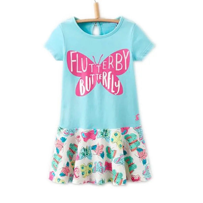 Girls Short Sleeve Summer Dress For 1-6 Years Kids 100% Cotton Casual Dresses Children's Clothing KF128 Good Vibrations