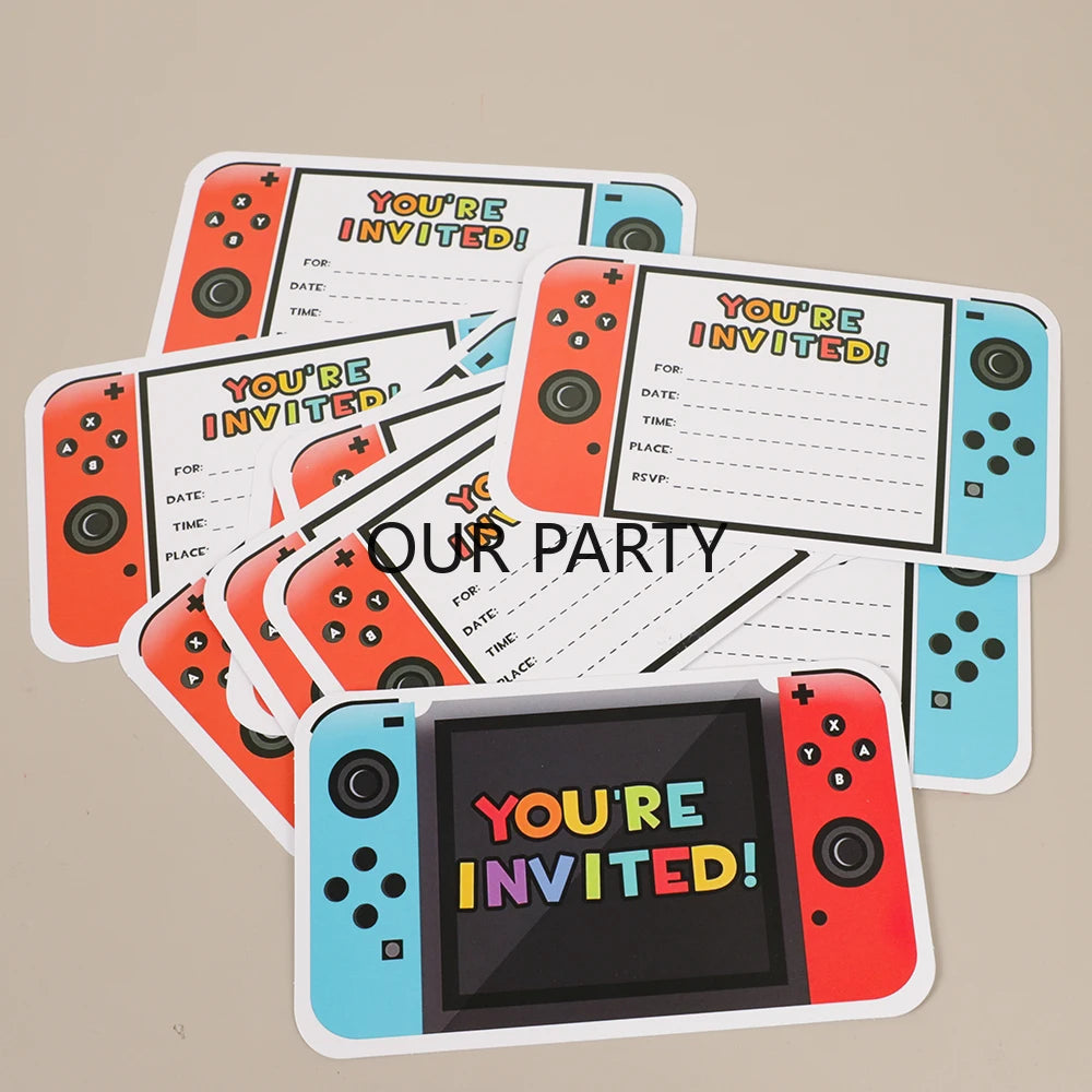 15Pcs/Pack Video Games Console Invitations Cards for Kids Boy Game on Theme Birthday Game Night Party Invitation Decoration Good Vibrations