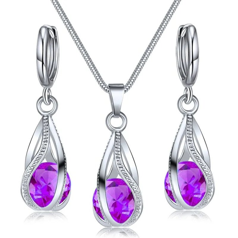 Chic Melody Pendant Necklace & Earrings Set - Glittering Zircon Crystal Jewelry for Women Good Vibrations