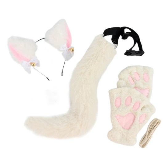 Cats Dress up Costume Includes Headband, Tail, Gloves for Girl Halloween Good Vibrations