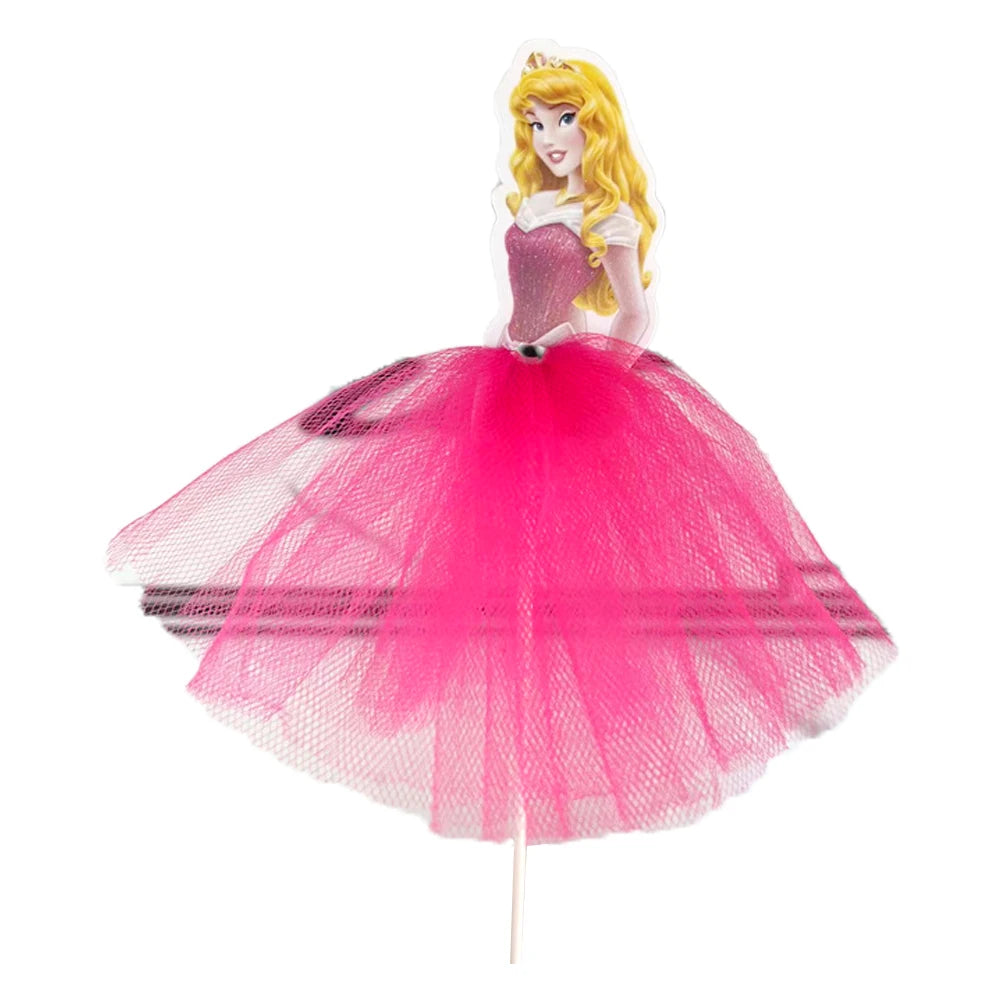 1pcs/lot Tangled Snow White Jasmine Princess Theme Birthday Party Girls Favor Decorate Tiana Beauty Beast Design Cupcake Toppers Good Vibrations