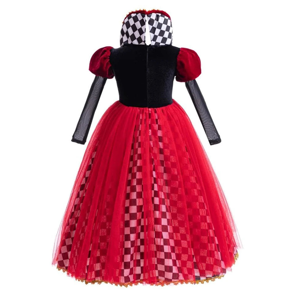 Halloween Queen of Hearts Costume For Girl Alice In Wonderland Cosplay Dress Girls Witch Dress Masquerade Orgy Party Clothes Good Vibrations