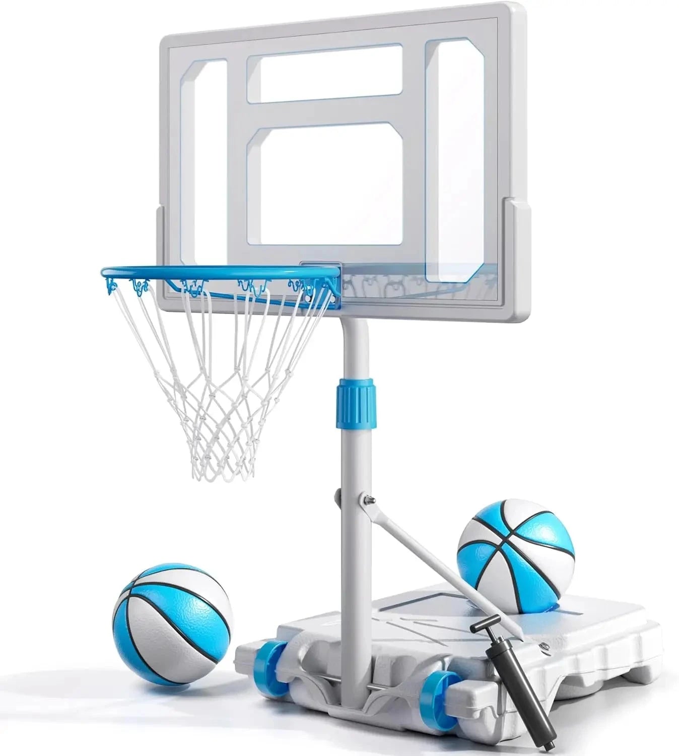 Pool Basketball Hoop Poolside, Stainless Steel Rust-Proof 32" Basketball Hoop Outdoor, Height Adjustable Swimming Good Vibrations