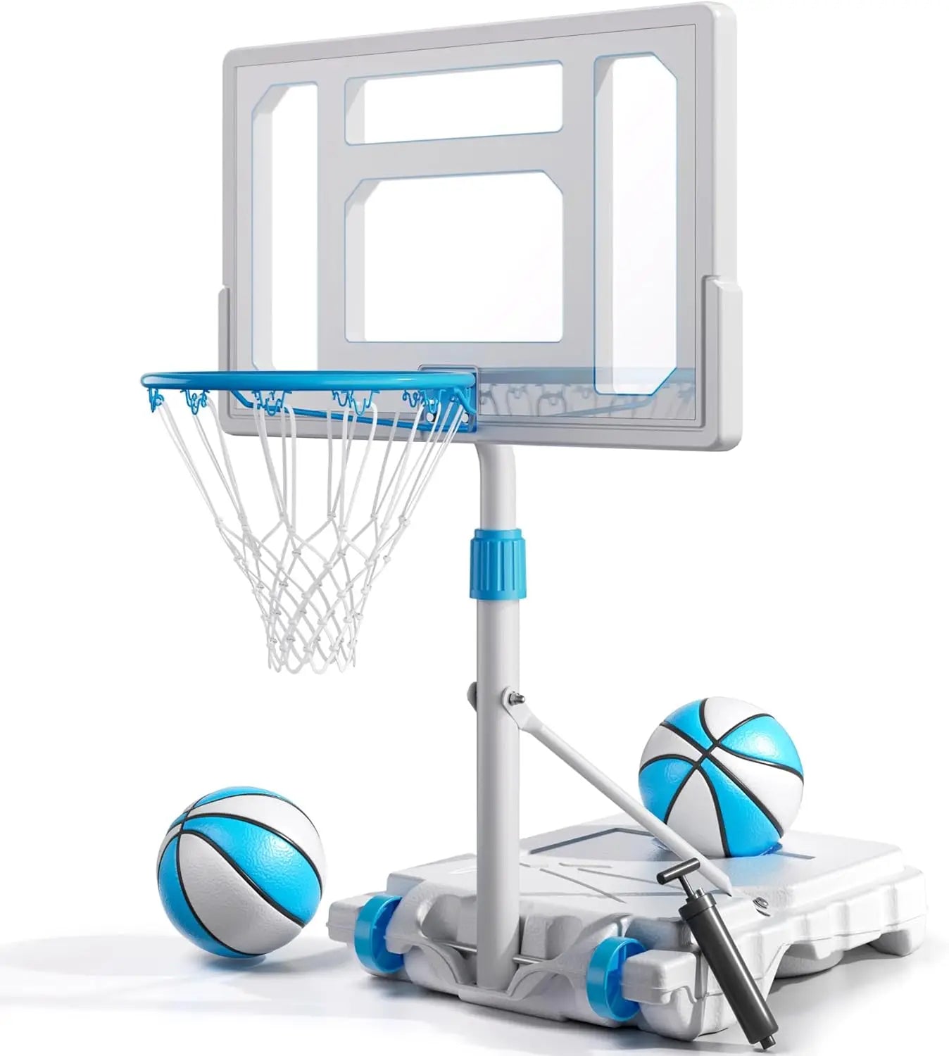 Pool Basketball Hoop Poolside, Stainless Steel Rust-Proof 32" Basketball Hoop Outdoor, Height Adjustable Good Vibrations