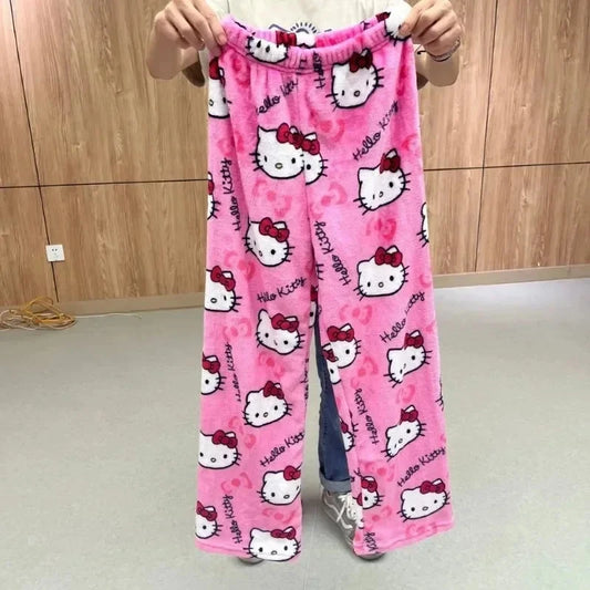 Y2K Hello Kitty Pajamas Pants Sanrio Anime Women's Pajama Pants Cartoon Couple Home Sleepwear Trousers Leisure Home Clothing Good Vibrations