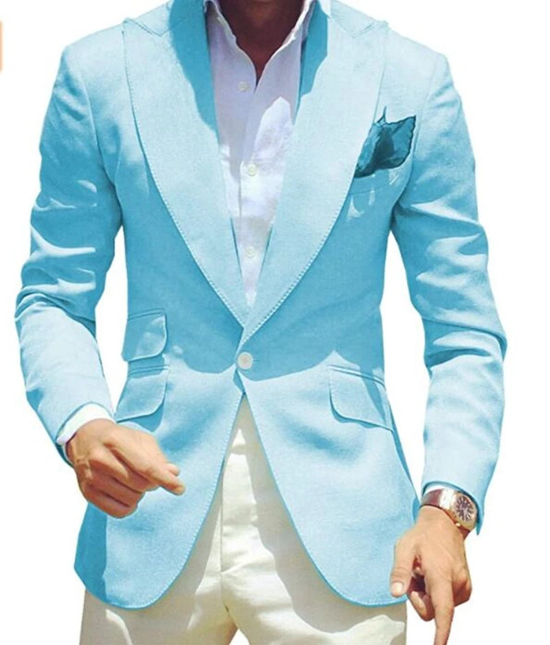 Pink Blazer for Men Peak Lapel Single Breasted Dinner Jacket Elegant Smoking Slim Fit Suit One Coat for Wedding/Business
