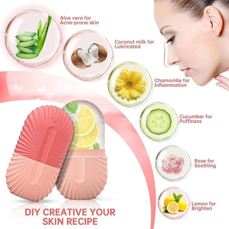 Ice Face Roller Ice Cube Beauty Massage Silicone Ice Mold For Eye Puffiness Ice Facial Roller Shrink Pores Good Vibrations