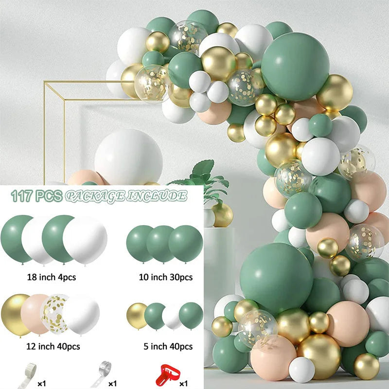 Blue White Metallic Balloons Garland Kit Gold Confetti Balloon Arch for Baby Shower Birthday Graduation Wedding Party Decoration Good Vibrations
