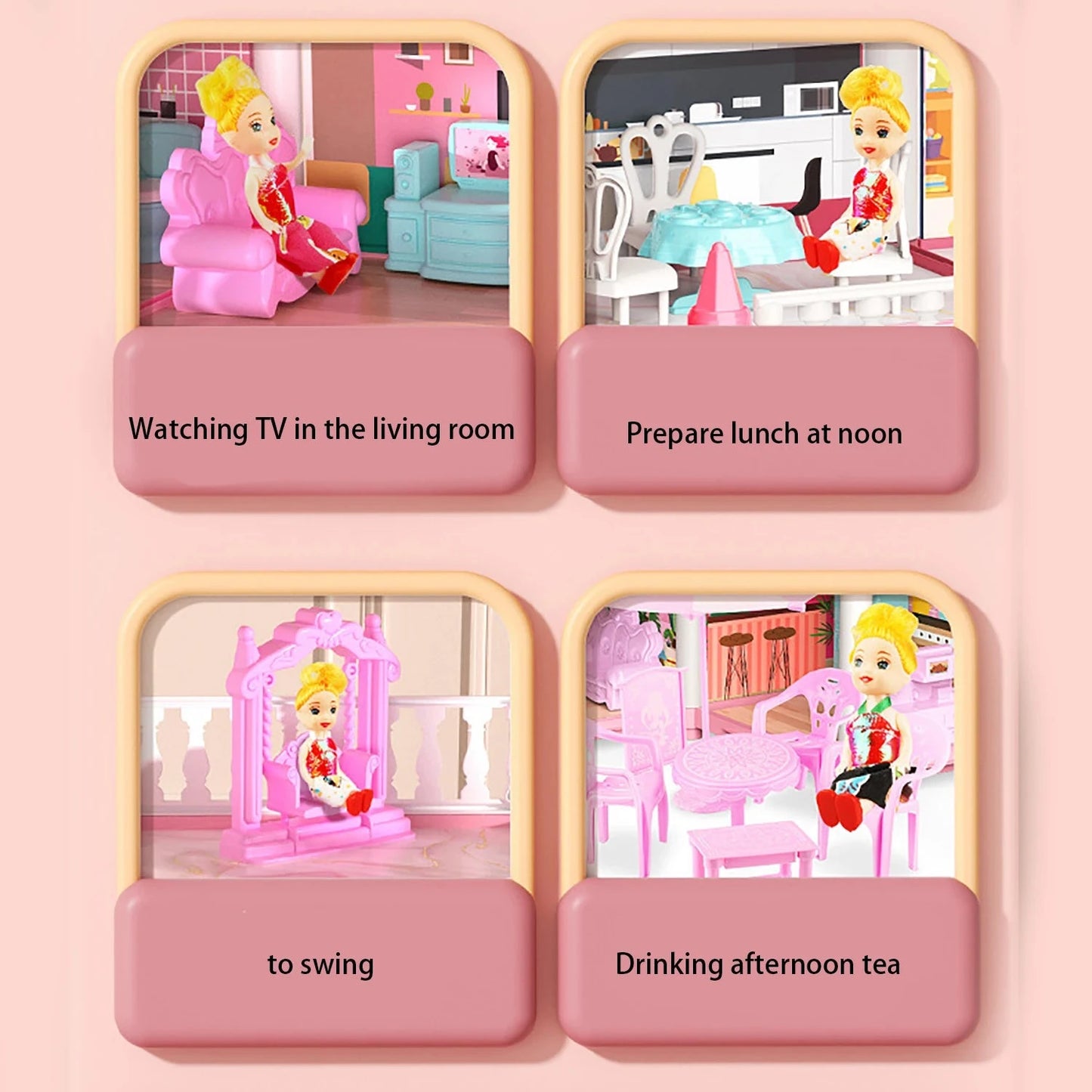 Girl's house, doll house, castle villa, girl's assembled house, home, parent-child interaction Good Vibrations