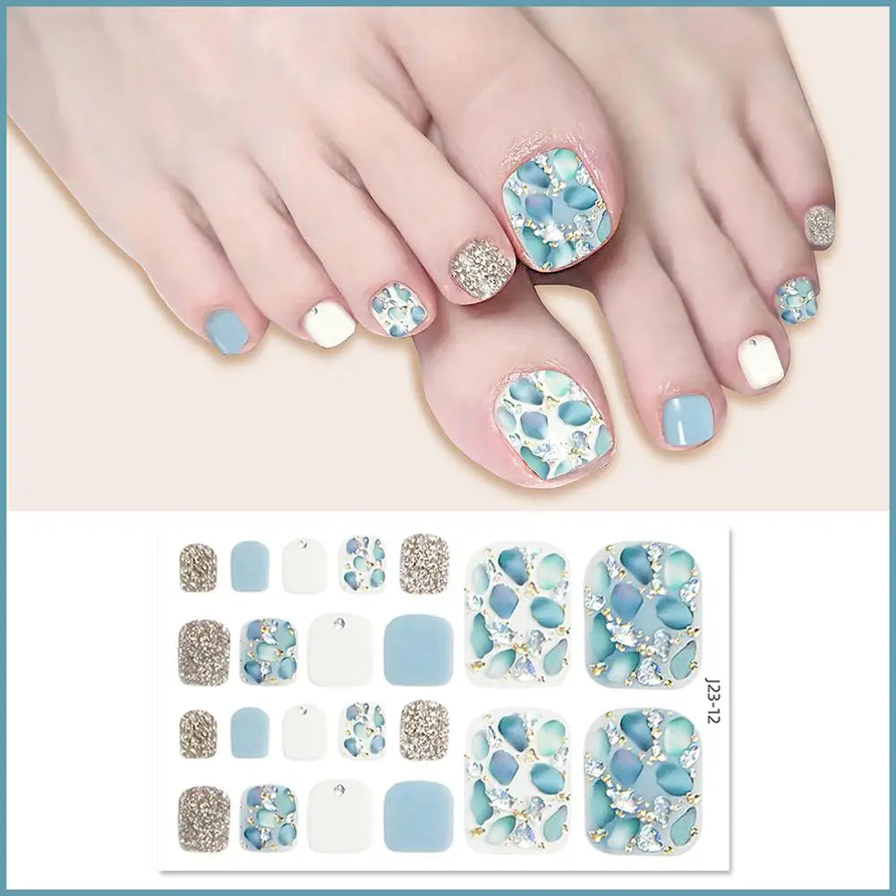 Nail Polish Film Toenail Stickers Solid Color Glitter Toe Nail Art Sticker DIY Waterproof Adhesive Nail Wraps Decals Decors Good Vibrations