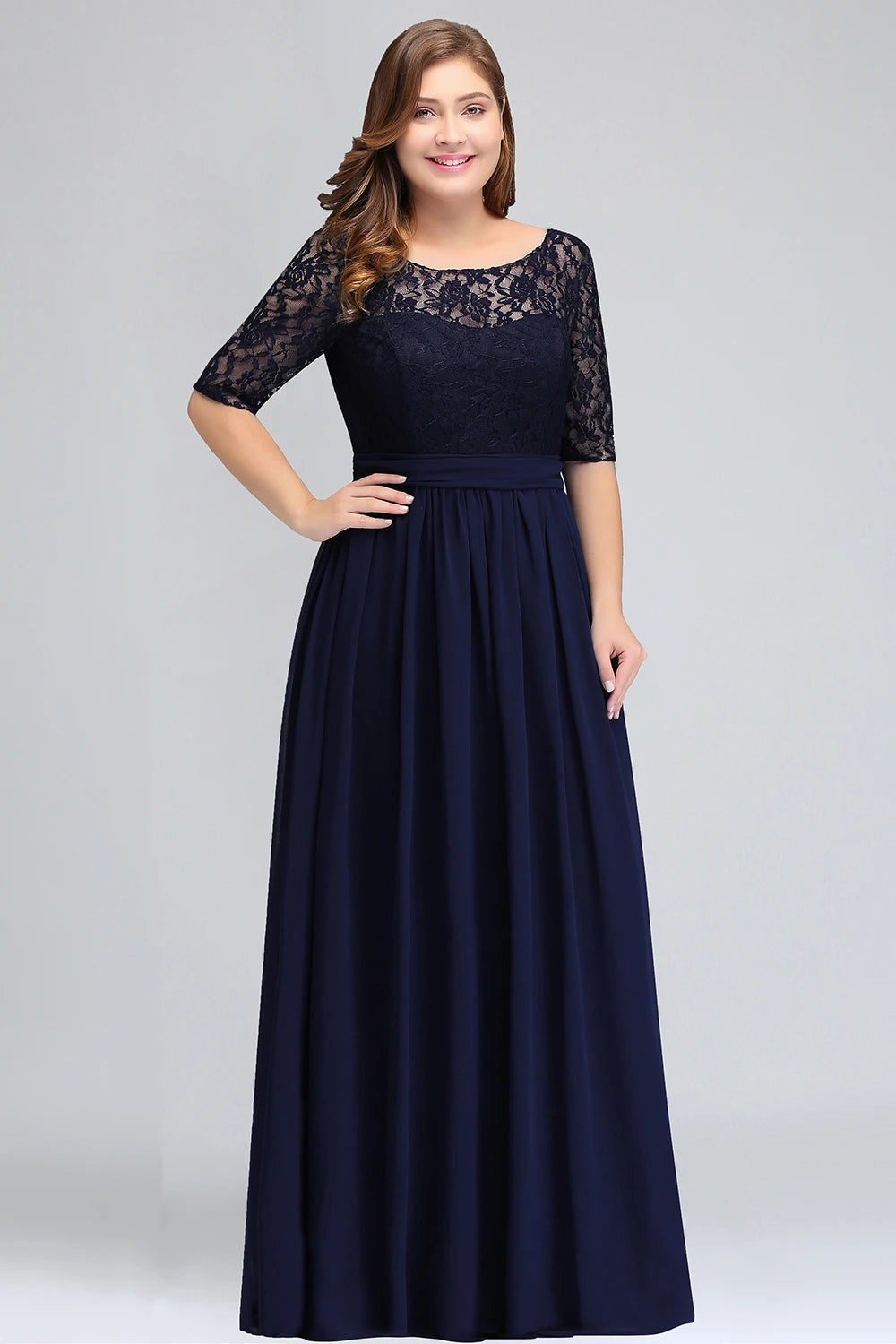 Women Plus Size Lace Chiffon Bridesmaid Dresses Long For Wedding Elegant A Line Evening Party Gown Guest Prom Vestidos De Soiree