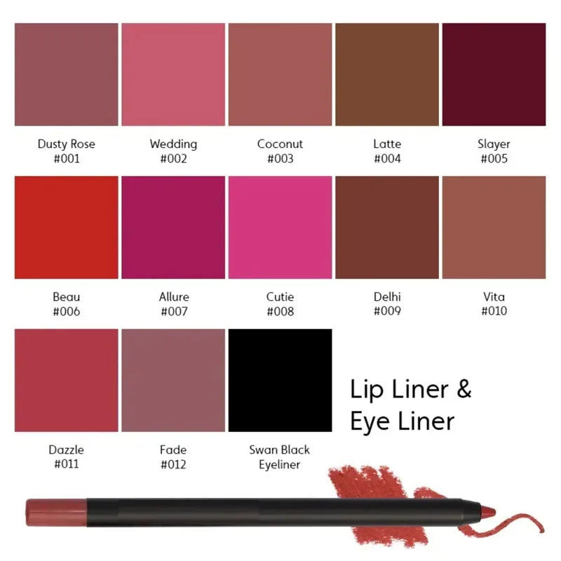 12 Color Matte Brown Lip Liner Waterproof Long Lasting Moisturizing Sexy Lip Pencil Women Natural Lipstick Makeup Lip Cosmetics Good Vibrations