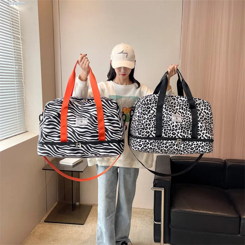 Large Gym Duffel Bag for Women and Men Travel Bag with Shoe and Wet Clothes Compartments Carry On Shoulder Tote Bags Good Vibrations