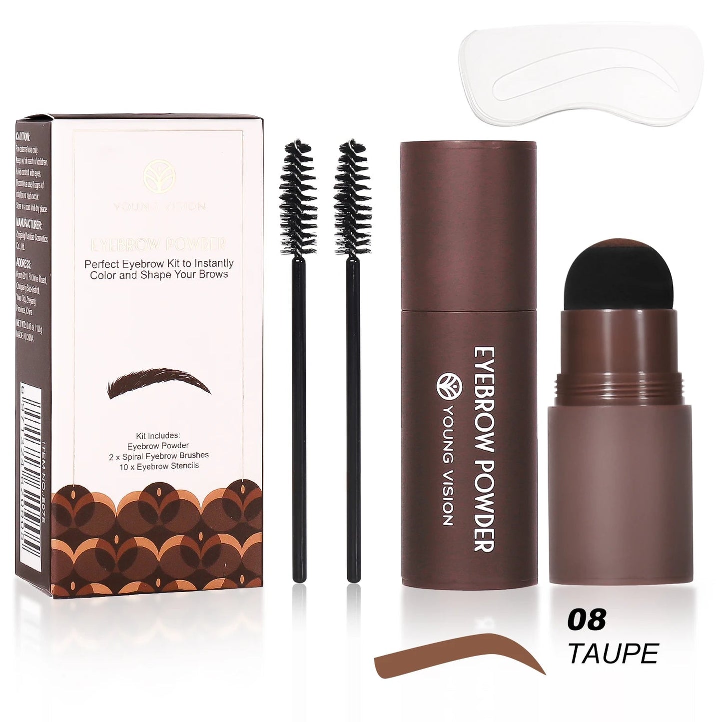 Eyebrow Stamp Stencil Kit - 1 Pcs Eye Brow Stamp Shaping Kit Long-Lasting Waterproof, Eyebrow Makeup Brow Shape with 10 PCS Good Vibrations