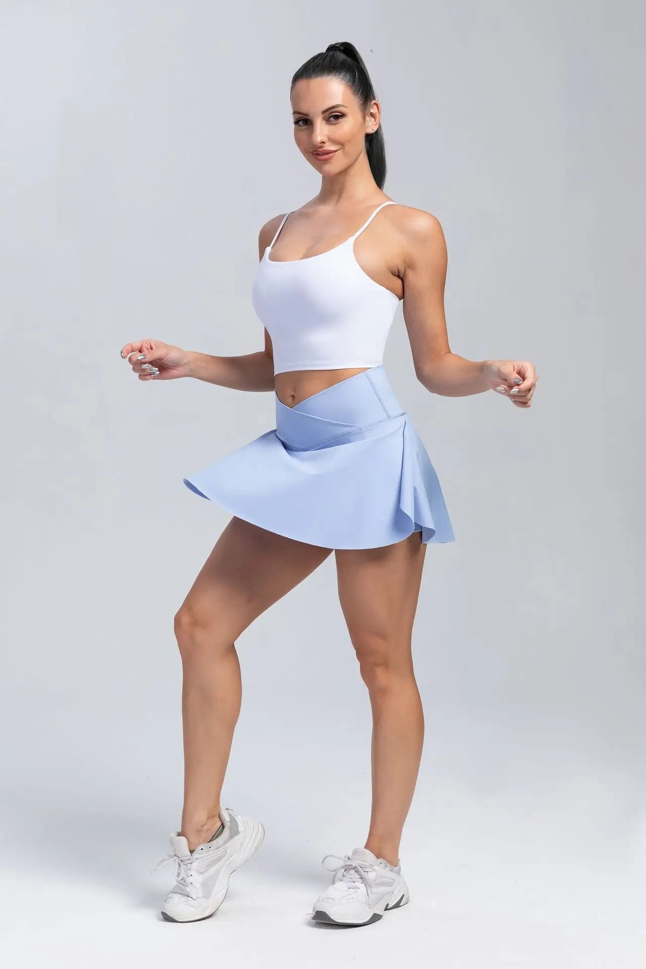 Women Pleated Tennis Skirt With Pockets Shorts Athletic Skirts Crossover Breathable Athletic Golf Skorts Workout Sports Skirts Good Vibrations