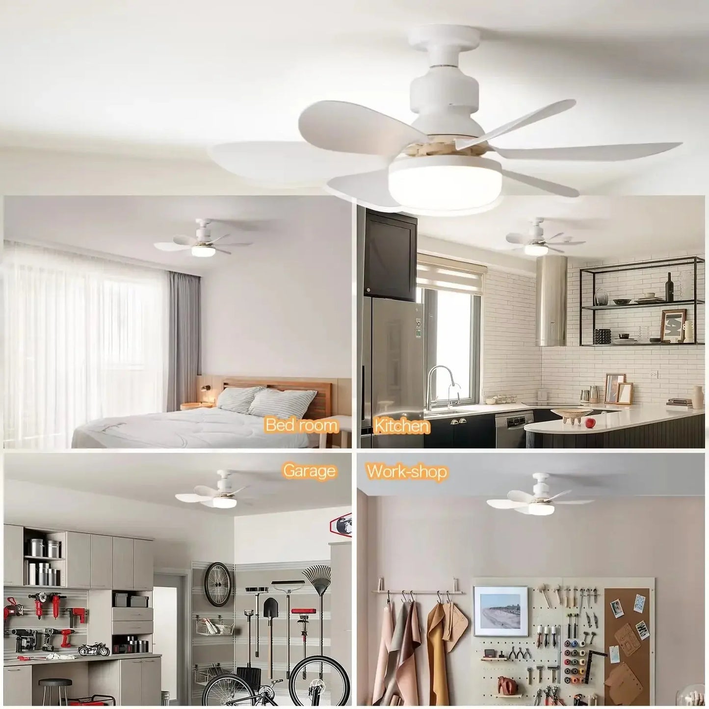 Socket Fan Light With Remote Control Dimmable LED White Socket Ceiling Fan E27 Socket Bulb Bedroom Kitchen Fan Light Good Vibrations