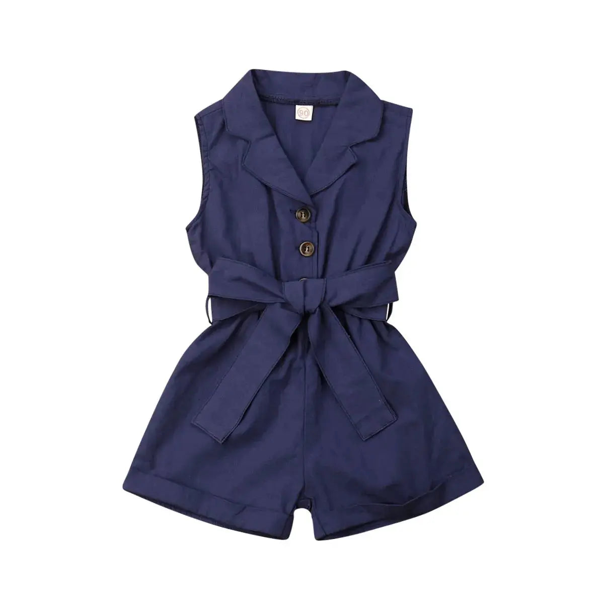 Fashion Kids Baby Girls Clothes Sleeveless Bow-tie Waist Playsuits Outfits Summer Sunsuit Overall Children Clothing Good Vibrations