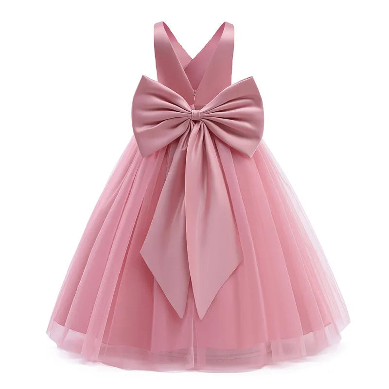 Girl Long White Bridesmaid Dresses For Wedding Prom Gown Big Bow Girls Party Dress Kids First Communiom Formal Evening Vestidos Good Vibrations