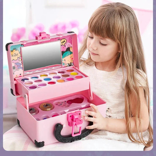 Children Makeup Cosmetics Pretend Playing Box Princess Make Up Girl Toy Play Set Lipstick Eye Shadow Safety Nontoxic Kit Toy Kid Good Vibrations
